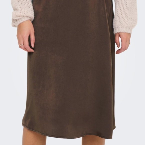 NWT Chocolate Brown Mille Satin Midi Skirt - Picture 7 of 16